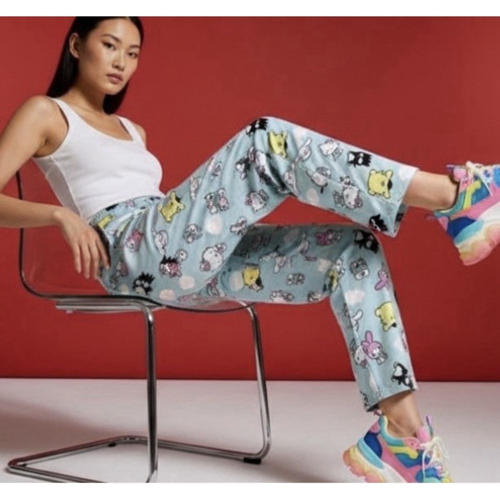 Hello Kitty by Sanrio PJ Bottoms Womens Size M Blue Lounge Pants Novelty Y2K‎